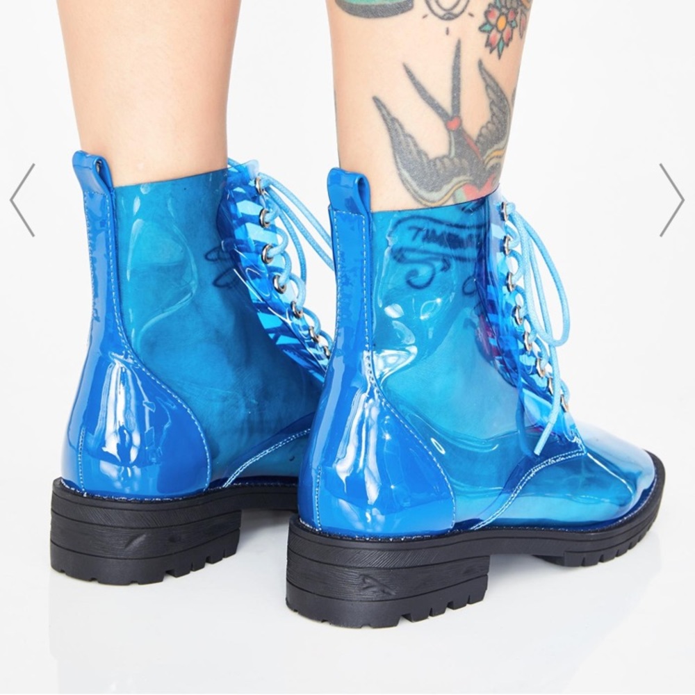 Clear/blue combat boots